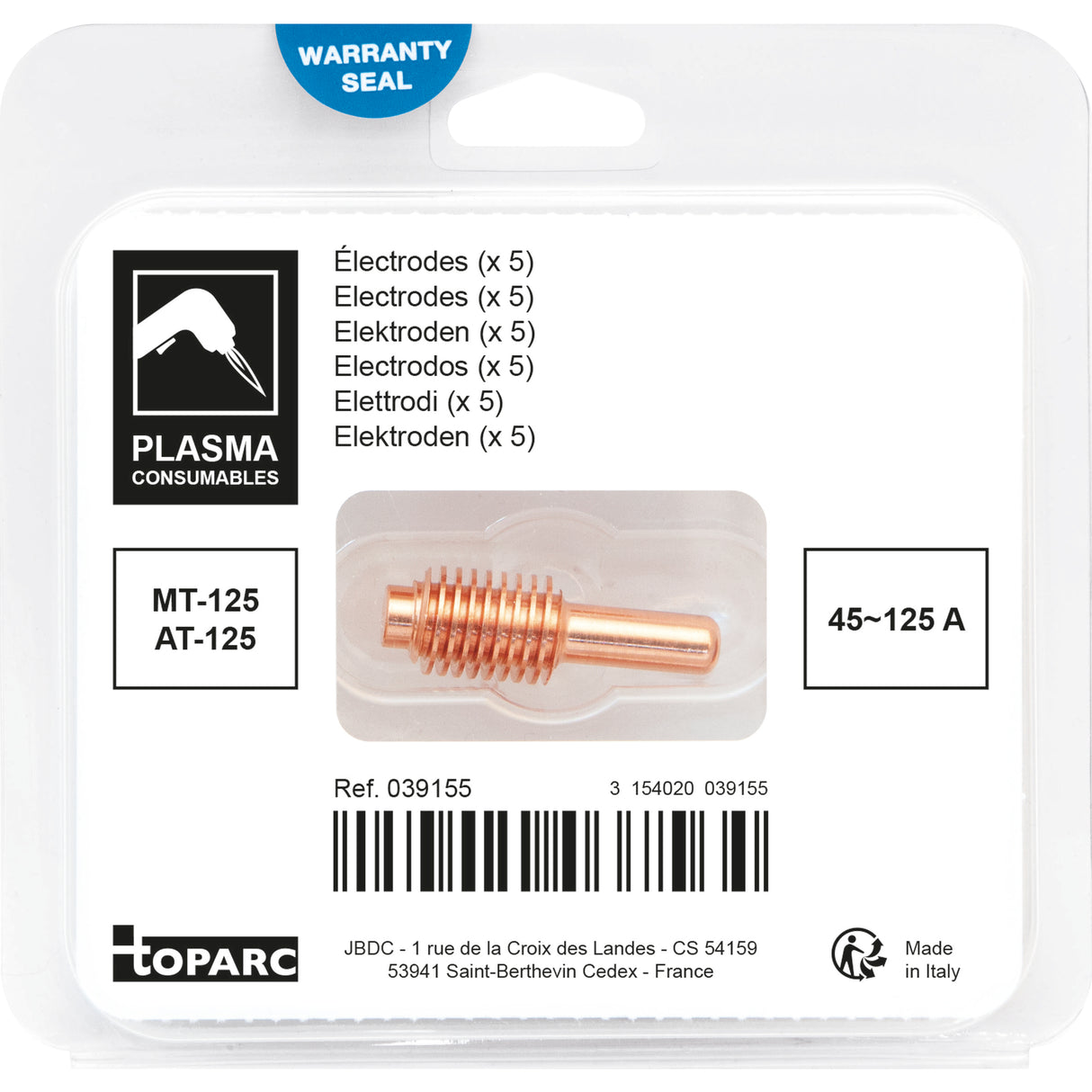 5 ELECTRODES 45/125A - PLASMA TORCH MT/AT-125