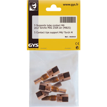 5 Contact tips support M6/torch MIG 250A Air (MB25)