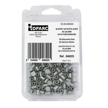 100 SELF PIERCING STEEL RIVETS STEEL Ø5.3x8.0MM - BLISTER PACK