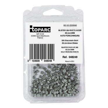 200 SELF PIERCING STEEL RIVETS STEEL Ø3.3x4.0MM - BLISTER PACK
