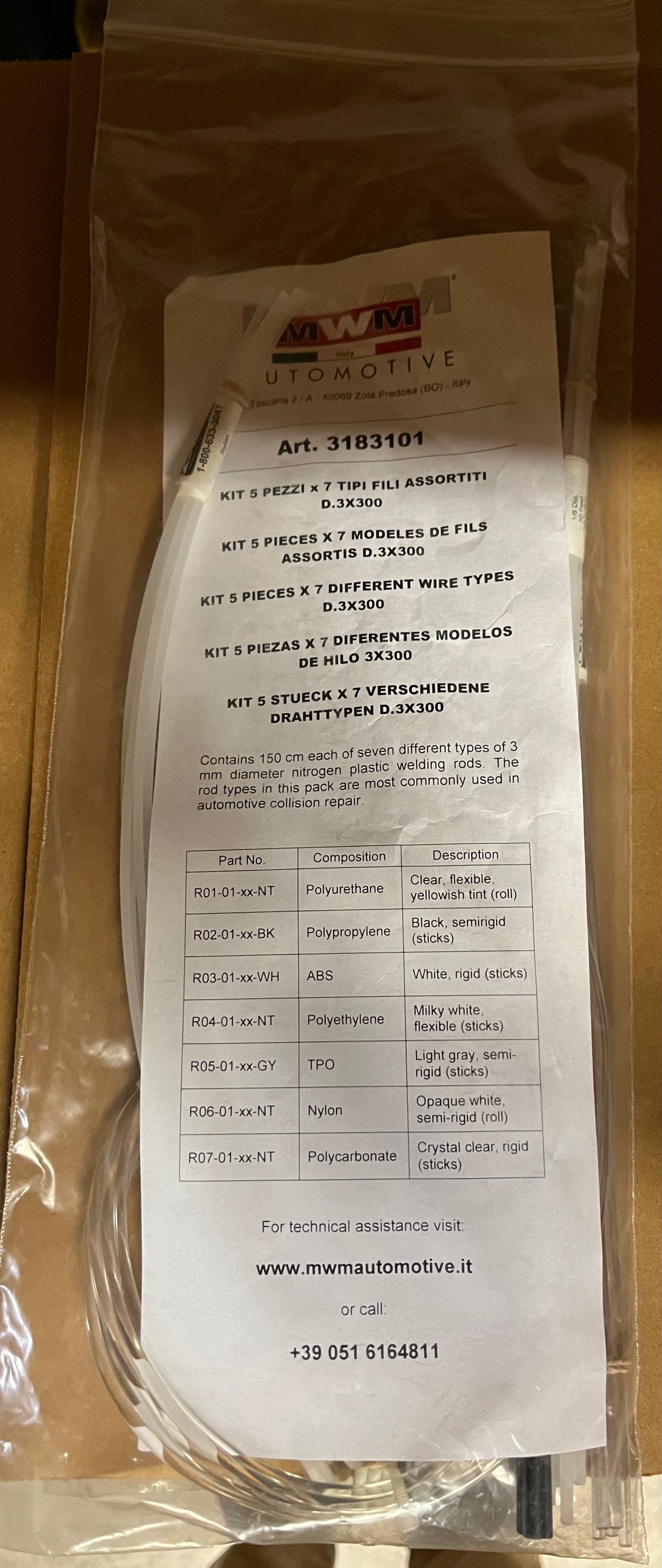 Kit 5 Pieces x 7 Different Wire Types D.3x300