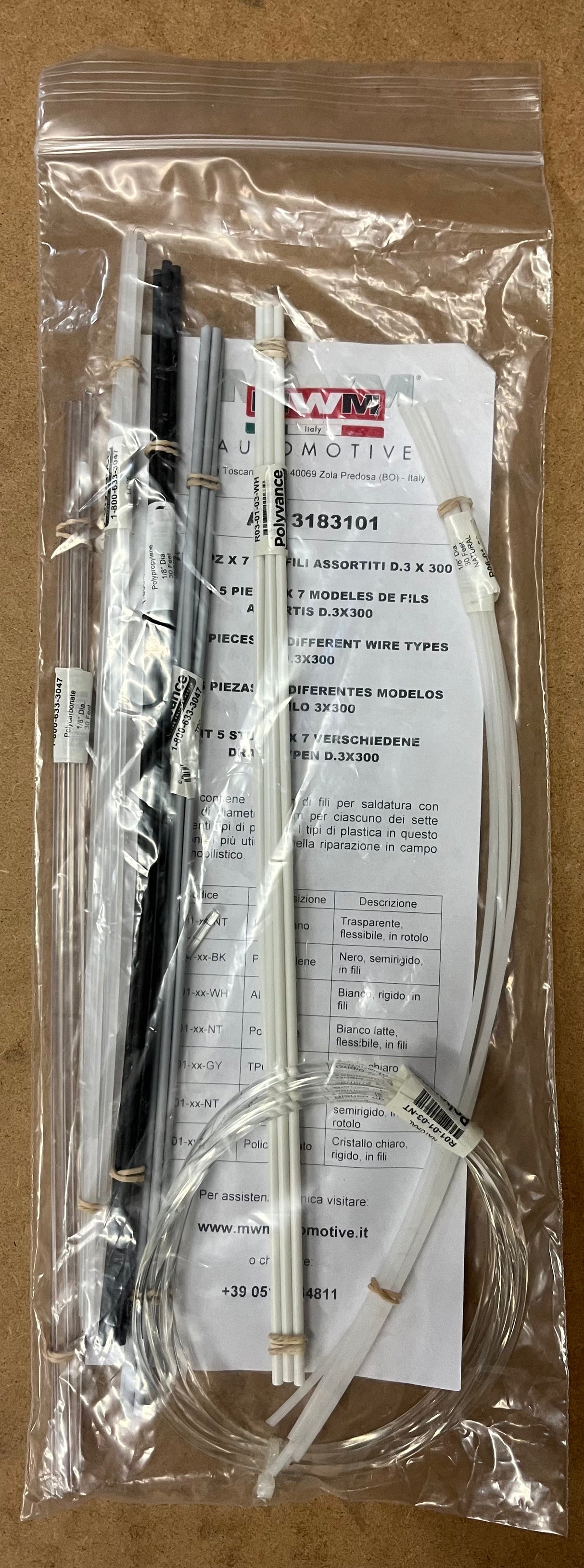 Kit 5 Pieces x 7 Different Wire Types D.3x300