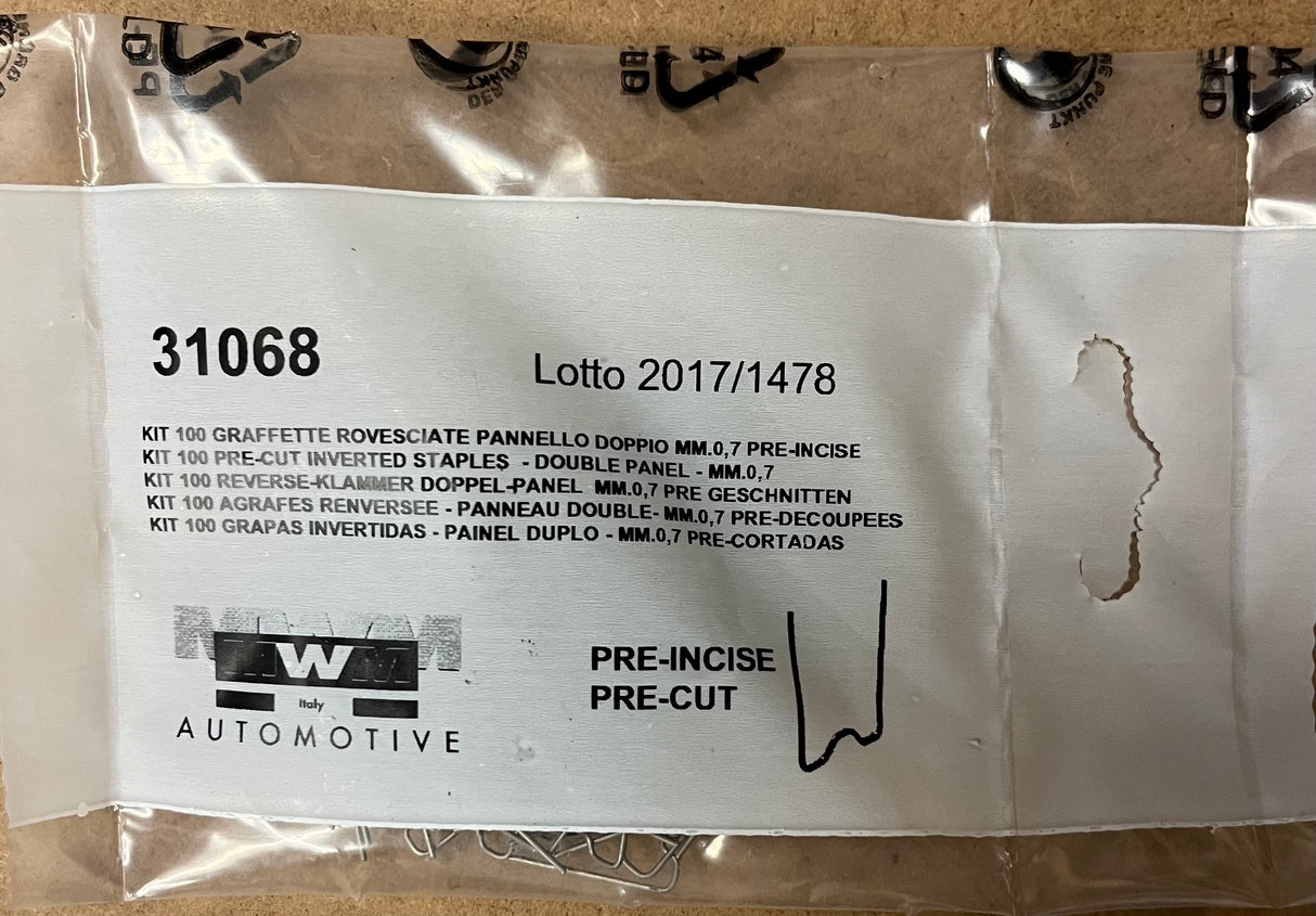 KIT 100 PRE-CUT INVERTED STAPLES - DOUBLE PANEL - MM0.7