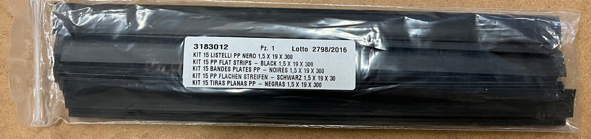 Kit 15 PP Flat Strips : Black 1.5 x 19x300